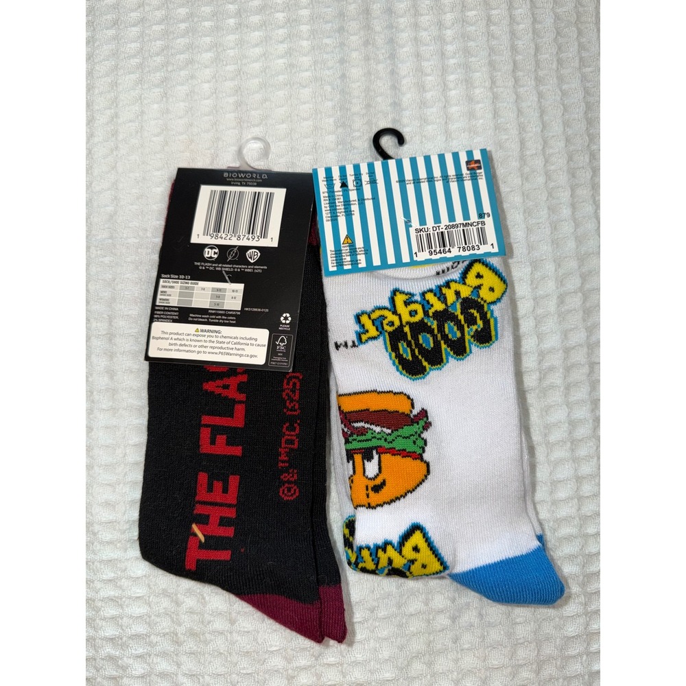 Bioworld Crew Socks Mens 6-12 Multicolor Flash & Good Burger 2 Pair Bundle NWT - Picture 5 of 5
